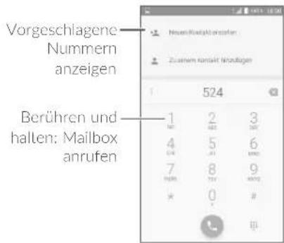 Vorgeschlagene Nummern anzeigen Berühren und halten: Mailbox anrufen