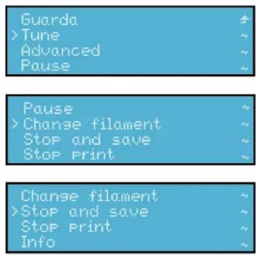 Wasp Delta 2040 Pro - Menu during the print - 1
