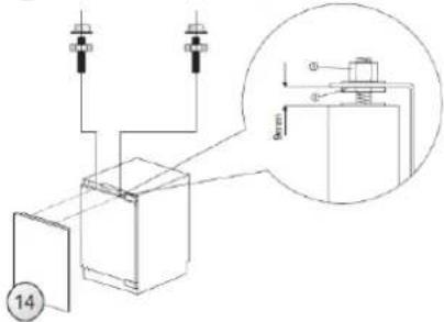 Technical diagram showing a mechanical assembly with labeled components and a magnified inset view of a component detail.
