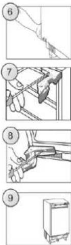 Diagram showing nine steps of a kitchen appliance or cleaning procedure, labeled 6 to 9 with numbered annotations.