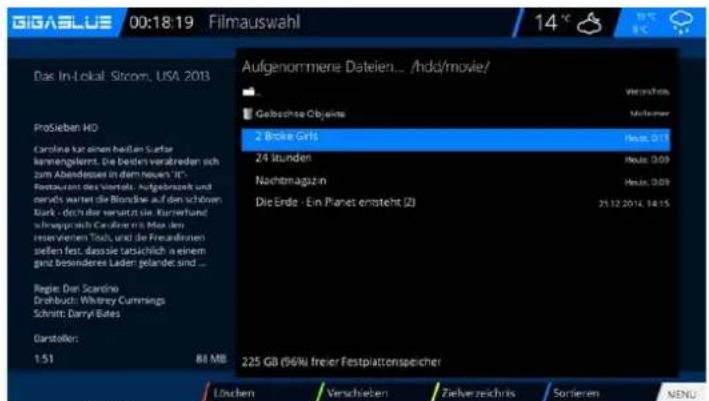 GigaBlue HD X3 - Aufgenommenen Film ansehen (Wiedergabe) - 3
