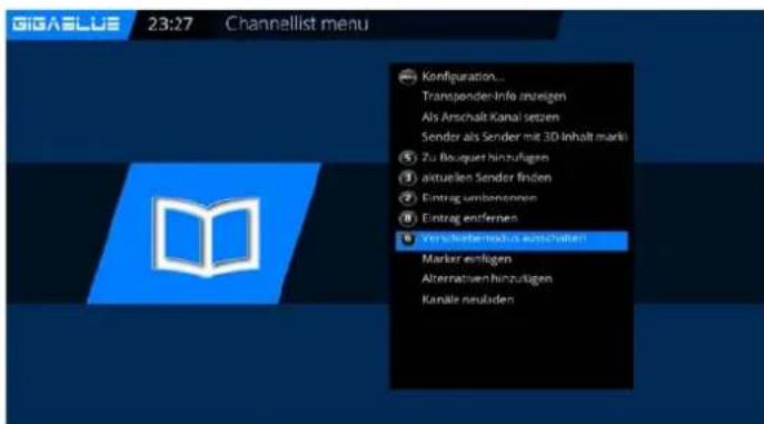 GigaBlue HD X3 - Kanäle aus der Favoritenliste verschieben - 3
