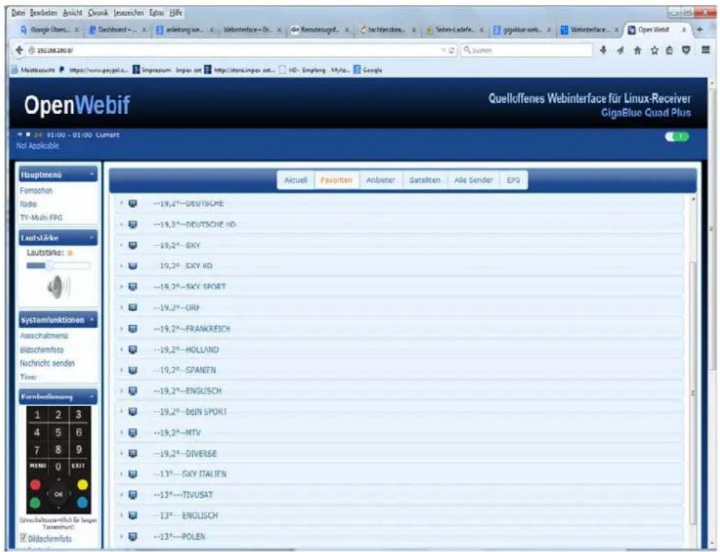 GigaBlue HD X3 - Web Interface - 1