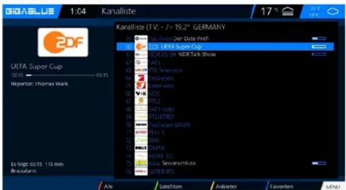 GigaBlue HD X3 - Abb.3 Kanäle aus der Favoritenliste löschen - 1