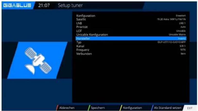 GigaBlue HD X3 - Unicable Hausverkabelung mit Unicable Multischalter auf einem Satellit - 1