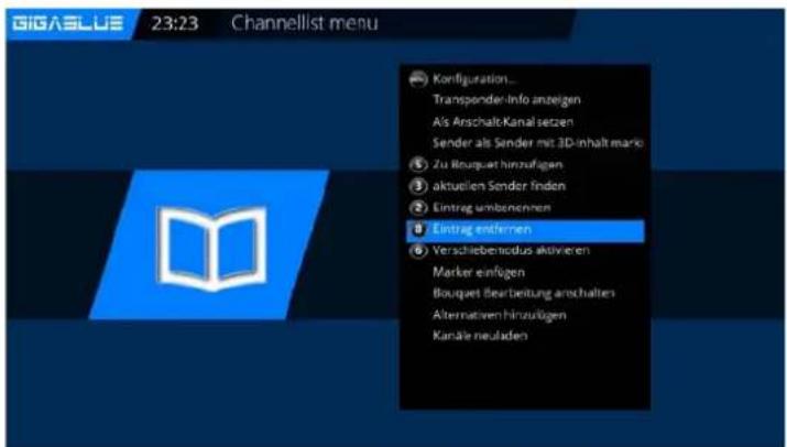 GigaBlue HD X3 - Abb.3 Kanäle aus der Favoritenliste löschen - 2