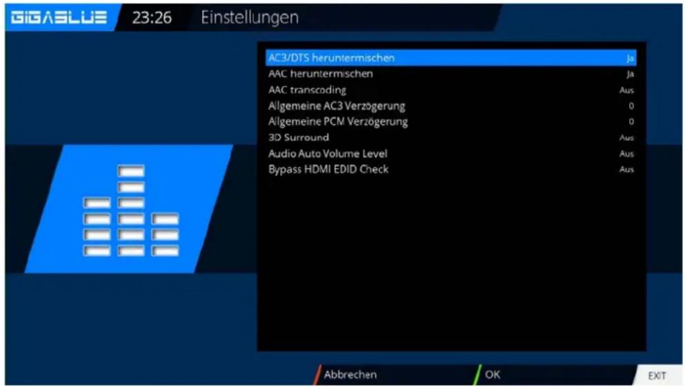 GigaBlue HD X3 - Einstellungen/Ton/Grundeinstellungen - 1