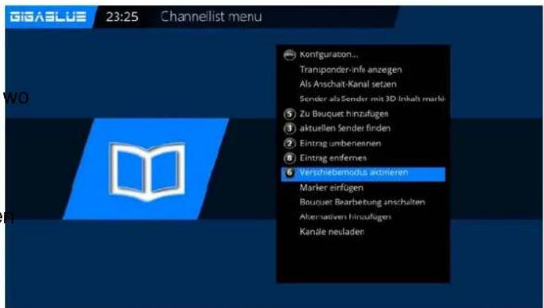 GigaBlue HD X3 - Kanäle aus der Favoritenliste verschieben - 1