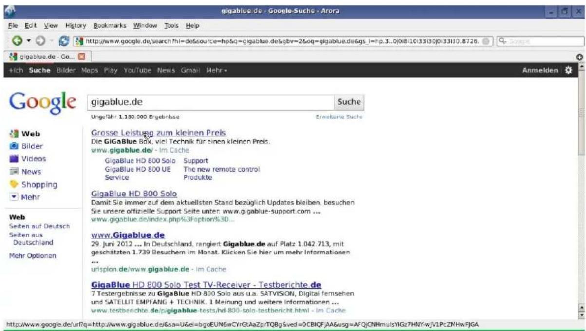 GigaBlue HD X3 - Webbrowser navigieren - 2