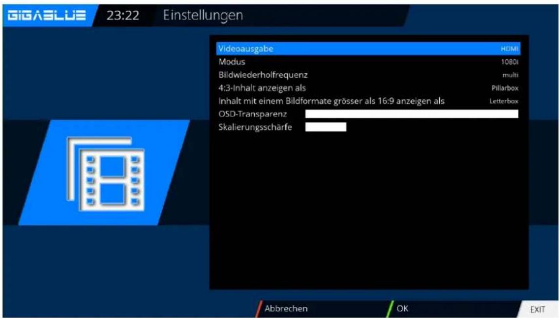 GigaBlue HD X3 - Video einstellen - 1