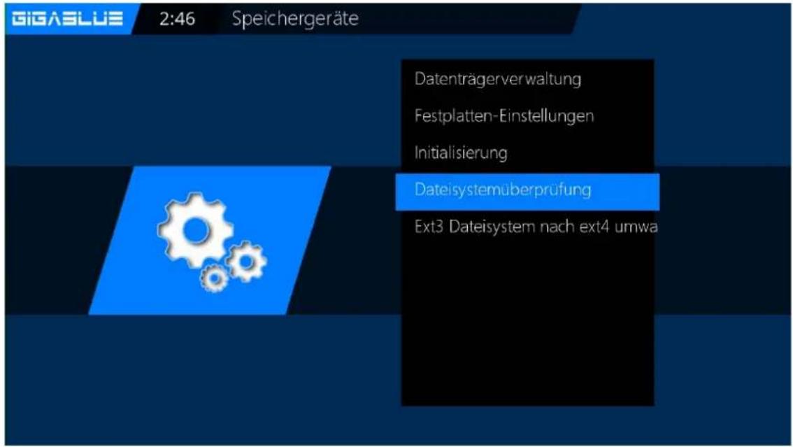 GigaBlue HD X3 - Inbetriebnahme der HDD - 1