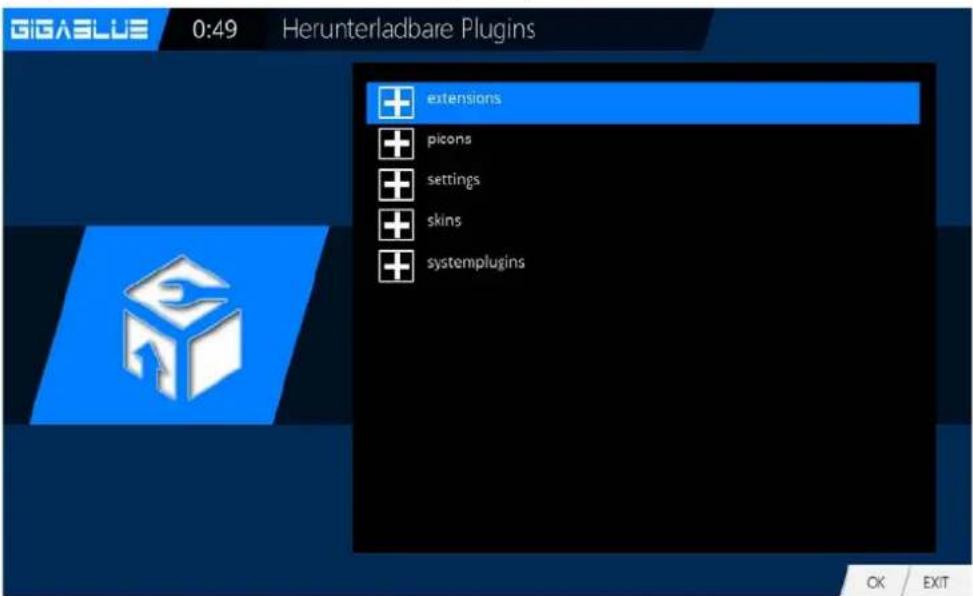 GigaBlue HD X3 - Erweiterungen Installieren - 1