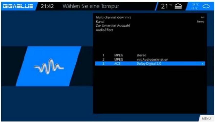 GigaBlue HD X3 - Lautstärke/Audioauswahl - 2