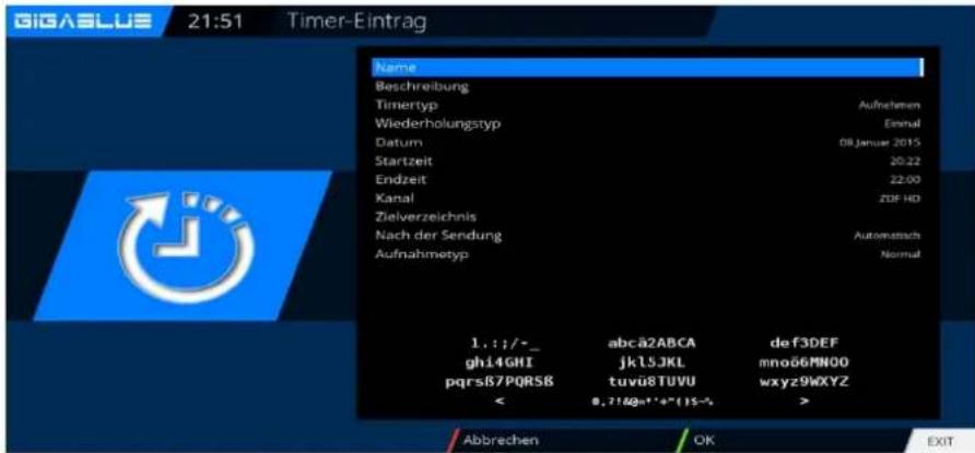 GigaBlue HD X3 - Menü/Timer/Recording - 3