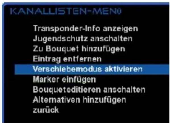 GigaBlue HD 800 SE - Kanäle aus der Favoritenliste verschieben - 2