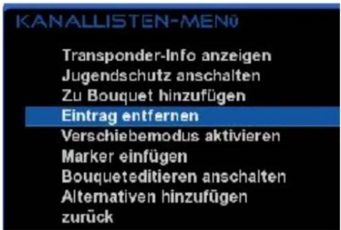 GigaBlue HD 800 SE - Kanäle aus der Favoritenliste löschen - 2