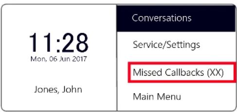 Swyx Phone L62 - This is how you open the "Missed Callbacks" list - 1