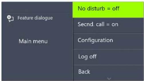 Swyx Phone L62 - Settings in the Configuration Menu - 1