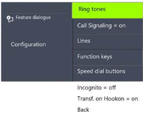 Swyx Phone L66 - Settings in the Configuration Menu - 2