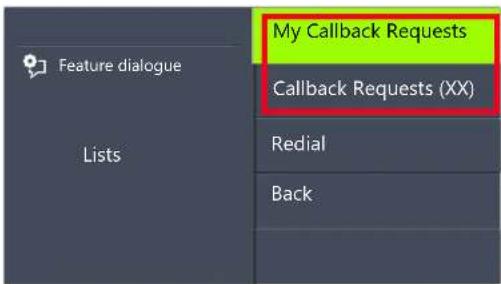 Swyx Phone L66 - Lists for Callback Requests, My Callback Requests and Missed Callbacks - 1