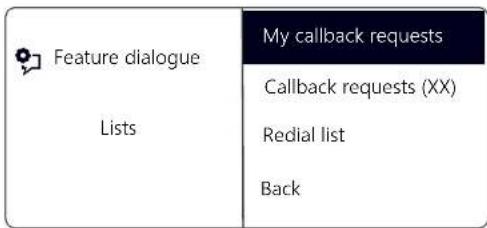 Swyx Phone L66 - Lists for Callback Requests, My Callback Requests and Missed Callbacks - 1