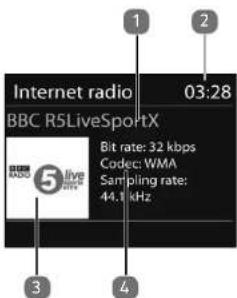Internet radio BBC R5LiveSportX 03:28 Bit rate: 32 kbps Codec: WMA Sampling rate: 44.1 kHz