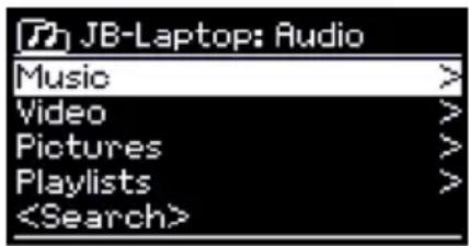 JB-Laptop: Audio Music > Video > Pictures > Playlists >