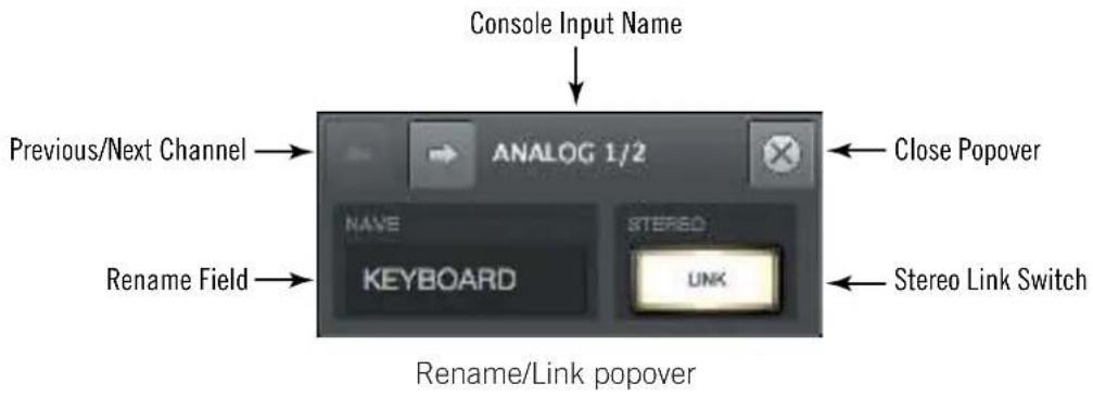 Universal Audio Apollo Solo USB - Rename/Link Popover - 1