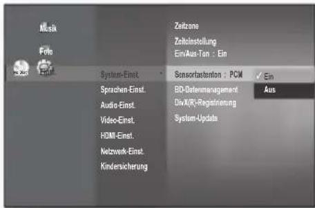SAMSUNG BD-P1595A - Den Sensortastenton auf Ein/Aus stellen - 1