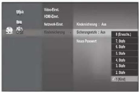 SAMSUNG BD-P1595A - Einstellung der Alterseinstufung - 1