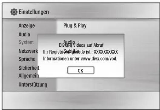 SAMSUNG BD-C8900S - DivX(R)-Registrierung - 1