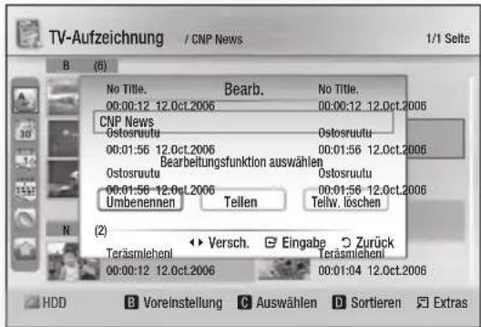SAMSUNG BD-C8900S - Einen aufgenommenen Titel umbenennen - 1