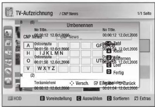 SAMSUNG BD-C8900S - Einen aufgenommenen Titel umbenennen - 2