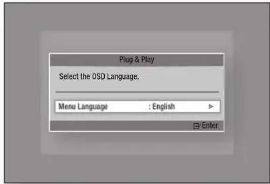 Plug & Play Select the OSD Language. Menu Language : English Enter