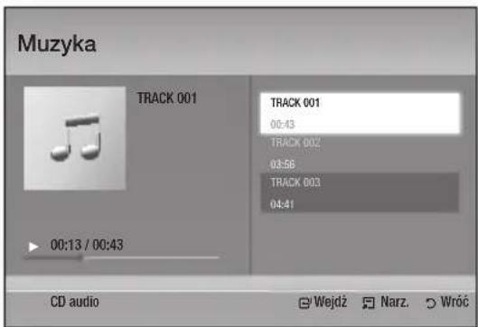 Muzyka TRACK 001 00:43 TRACK 002 03:56 TRACK 003 04:41 ▶ 00:13 / 00:43 CD audio Wejdź Narz. Wróć