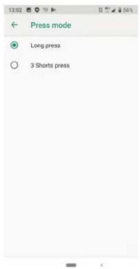 Press mode Long press 3 Shorts press