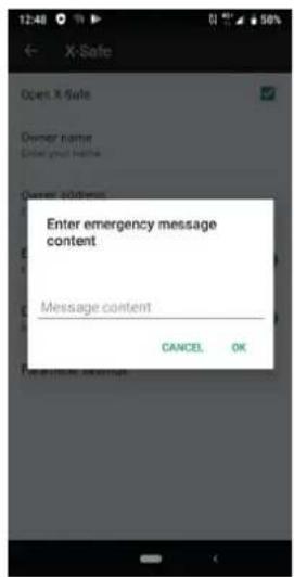 Enter emergency message content Message content CANCEL OK