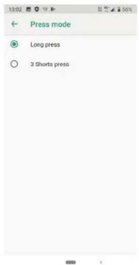 Press mode Long press 3 Shorts press