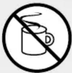 Prohibition sign showing a coffee mug crossed out by a diagonal line, indicating no smoking or consumption.