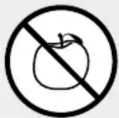 Prohibition sign with a tomato crossed out, enclosed in a circle