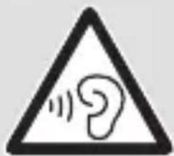 Warning sign with a sine wave and sound waves inside a triangle