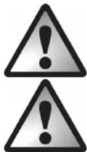 Two triangular warning symbols with exclamation mark, commonly used to indicate caution or hazard.