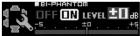 BI-PHANTOM OFF ON LEVEL ±0 dB -5 ±0 +5
