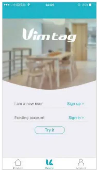 Vimtag B3 - Logging in to the Vimtag Account - 1