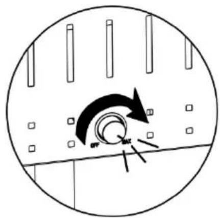Diagram showing a circular device with labeled components and directional arrows, including 'OFF' and 'OK'.