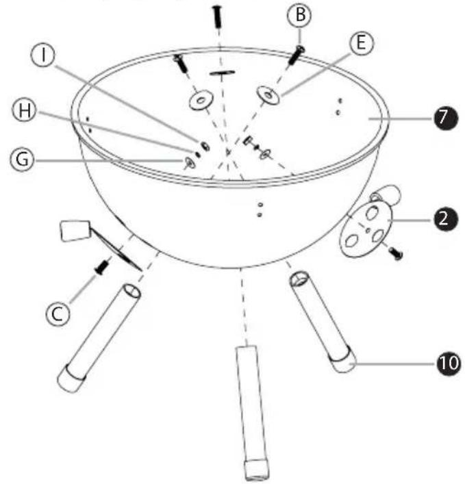 Labeled diagram of a cooking pot with 10 numbered parts, likely illustrating a cooking or processing setup.