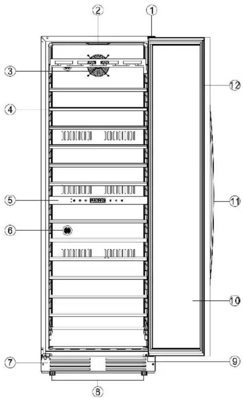 Technical diagram of a server rack with numbered components for identification and assembly reference.