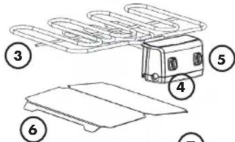 Diagram showing a vehicle with six numbered components, likely illustrating a parking or storage system layout.