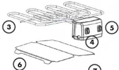 Diagram showing a vehicle-mounted device with numbered parts labeled 3 through 7.