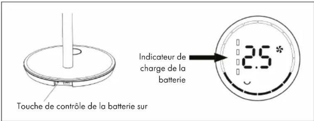 Touche de contrôle de la batterie sur Indicateur de charge de la batterie 2.5*